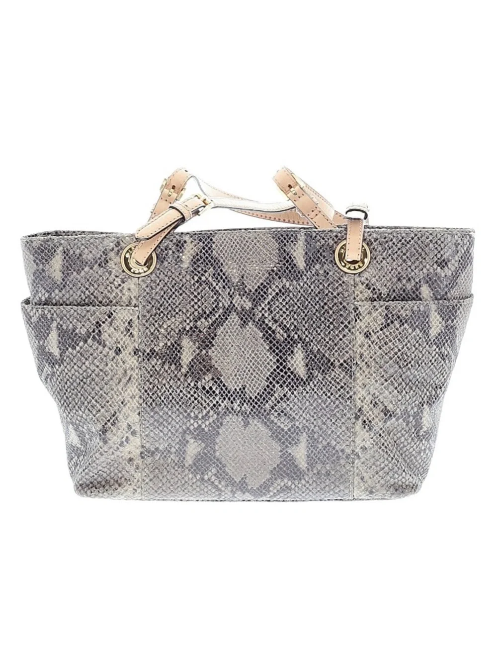 MICHAEL Michael Kors Taupe Snake-Print Leather Tote